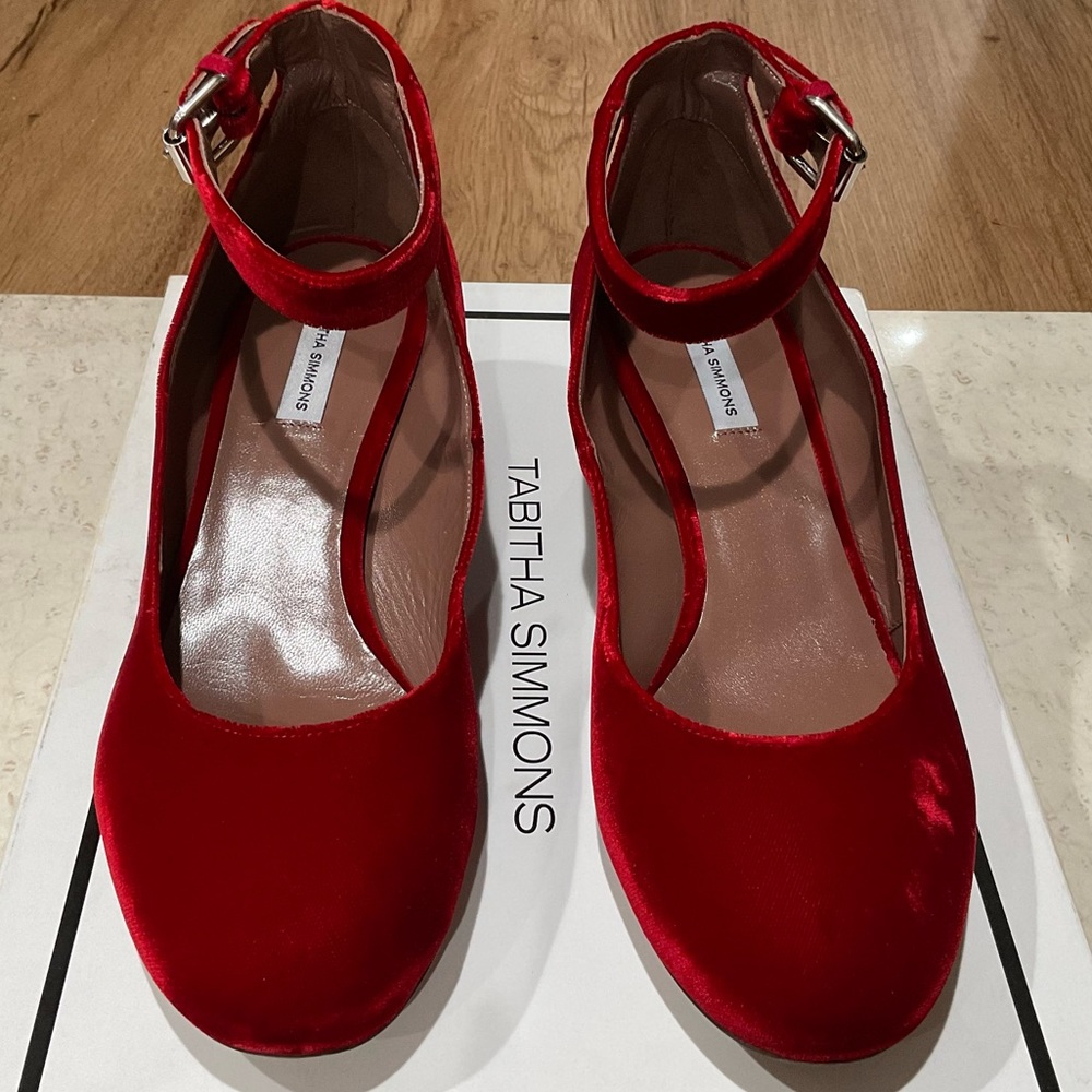 Martha Red Velvet Pumps by Tabitha Simmons